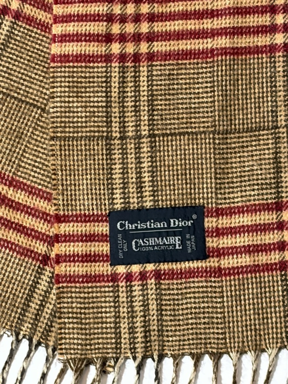 Dior Plaid Wool Scarf in Brown and Red - Picture 2 of 2